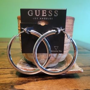 NWOT Guess Silver Metal Hoop Earrings